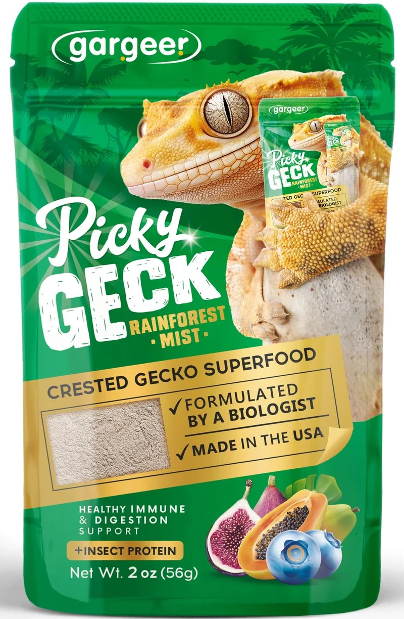 Gargeer Picky Geck Rainforest Mist – Alimentation premium pour gécko à crête | Immunité et digestion | 2oz | Fabriqué aux États‑Unis