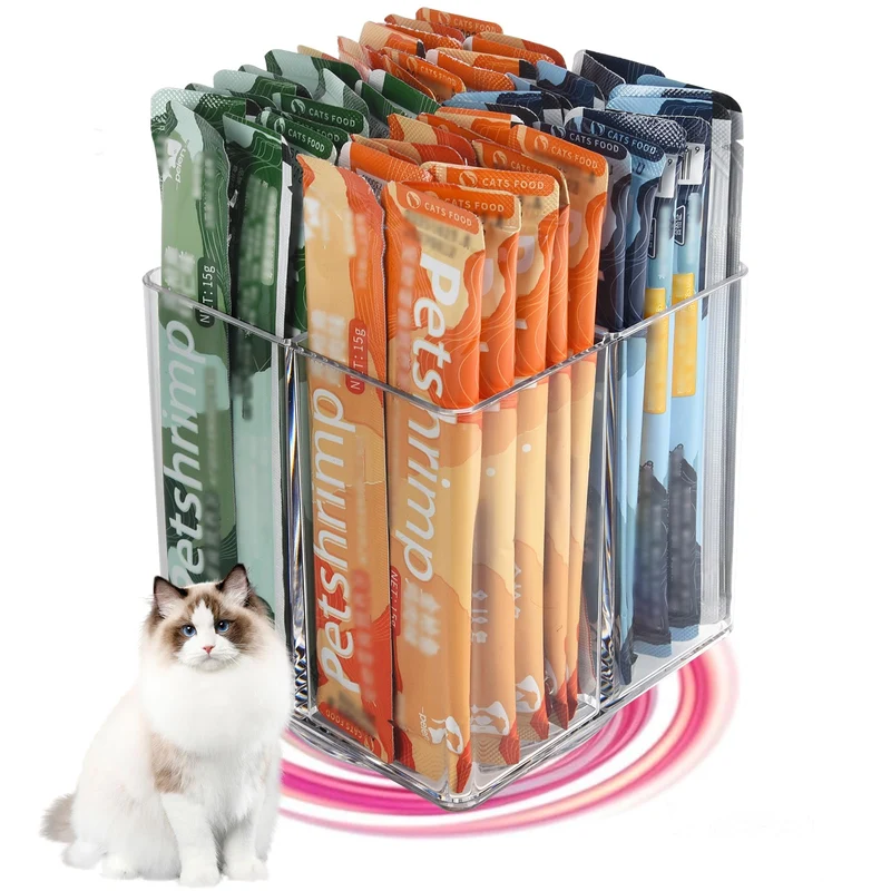 MAOUDA Organisateur Rotatif pour Friandises de Chats – Acrylique Sans BPA