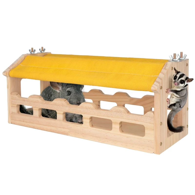 BESNEW Pont en bois pour chinchilla — pont et plateformes pour petits animaux