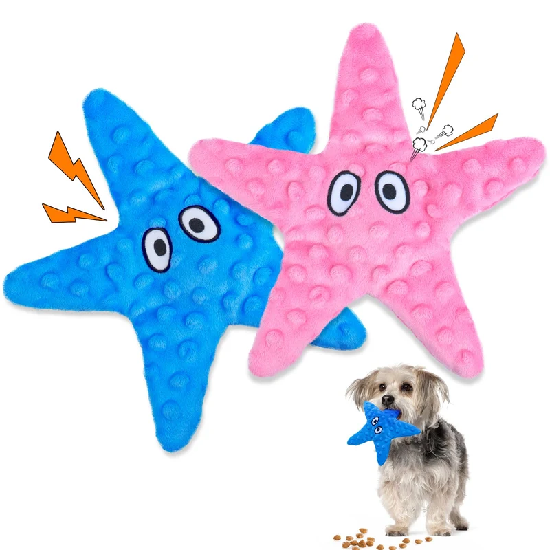 HGB – Jouets pour chien Étoile de mer sans bourrage, peluche crissante – Pack 2