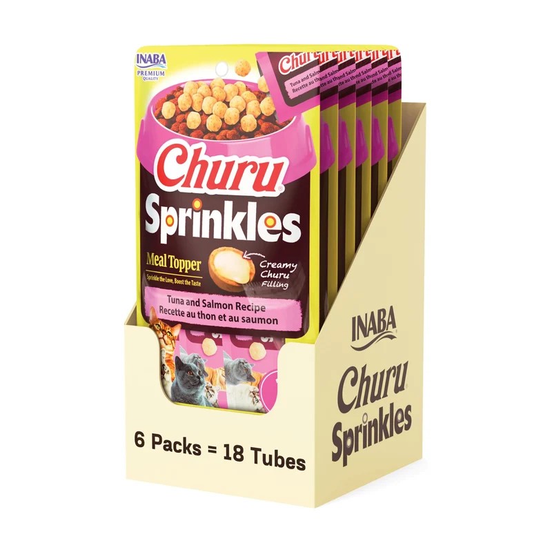 INABA Churu Sprinkles pour Chat — Topping mou et crémeux, Vitamine E et Thé Vert, 18 paquets