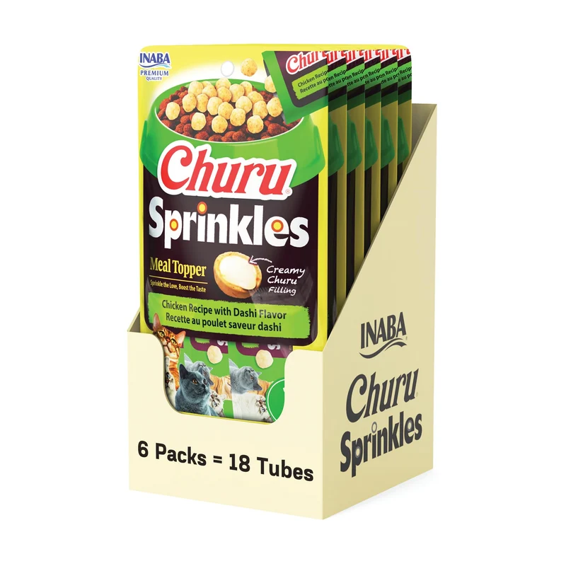 INABA Churu Sprinkles pour Chat – Topping Doux et Crèmeux au Poulet (Dashi), 1,05 oz x18
