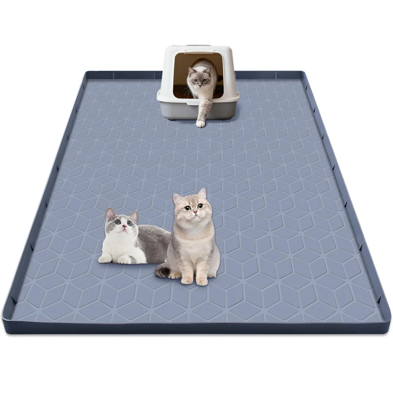 Anelueeoo Tapis Litiere Chat XL 31x22 – Silicone Imperméable, Antiderapant et Facile a Nettoyer