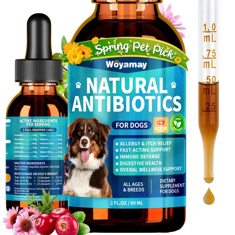 Woyamay Antibiotiques Naturels pour Chiens | Allergies, Démangeaisons et Santé Respiratoire | 2 oz