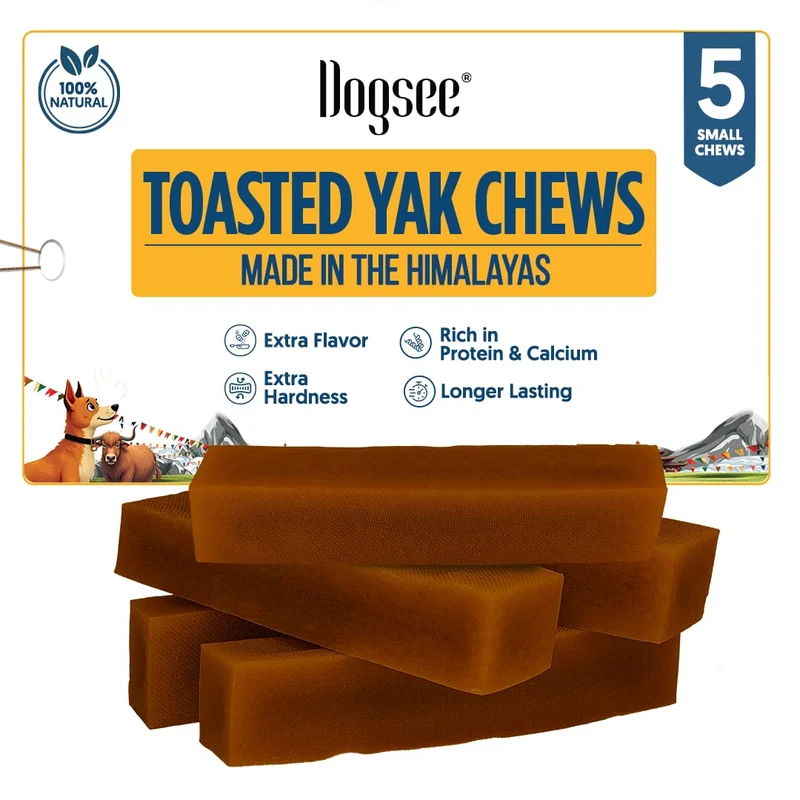 Dogsee Toasted Fromage de Yak Himalaya – Friandises Dentaires pour Chiens Petits (5 Barres) | Digestibilité | Double Cuisson | Sans Cuir Cru | Sans Céréales ni Gluten