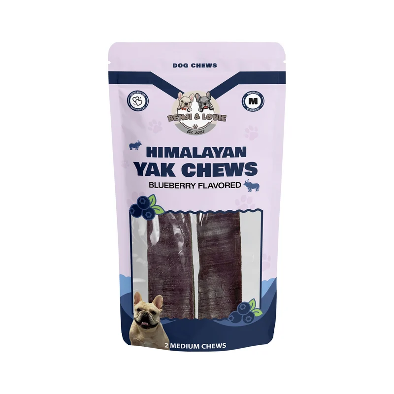 Benji & Louie Yak Chews Myrtille – Moyen pour Chiens Moyens et Grands, Pack de 2