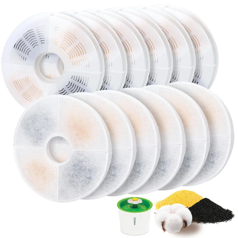ELXXROONM – Lot de 12 filtres pour fontaine à eau de chat, compatibles Catit Design Senses, Senses 2.0 et Fresh & Clear Stainless Steel