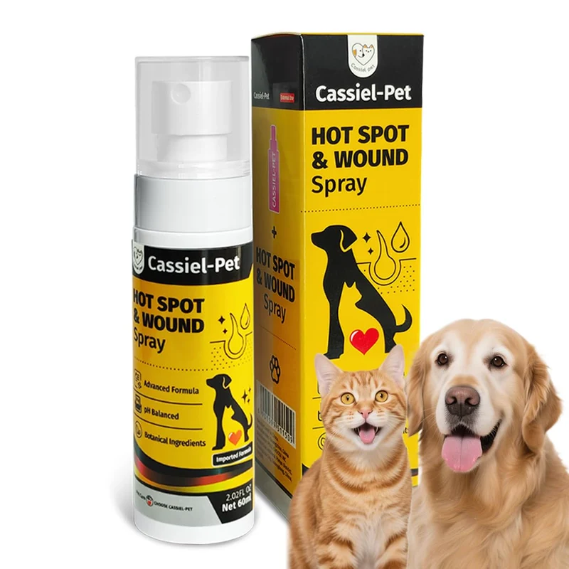 Cassiel pet Spray anti-démangeaisons pour chiens et chats – Soulagement potentiel des irritations et soins des plaies | 2,02 oz