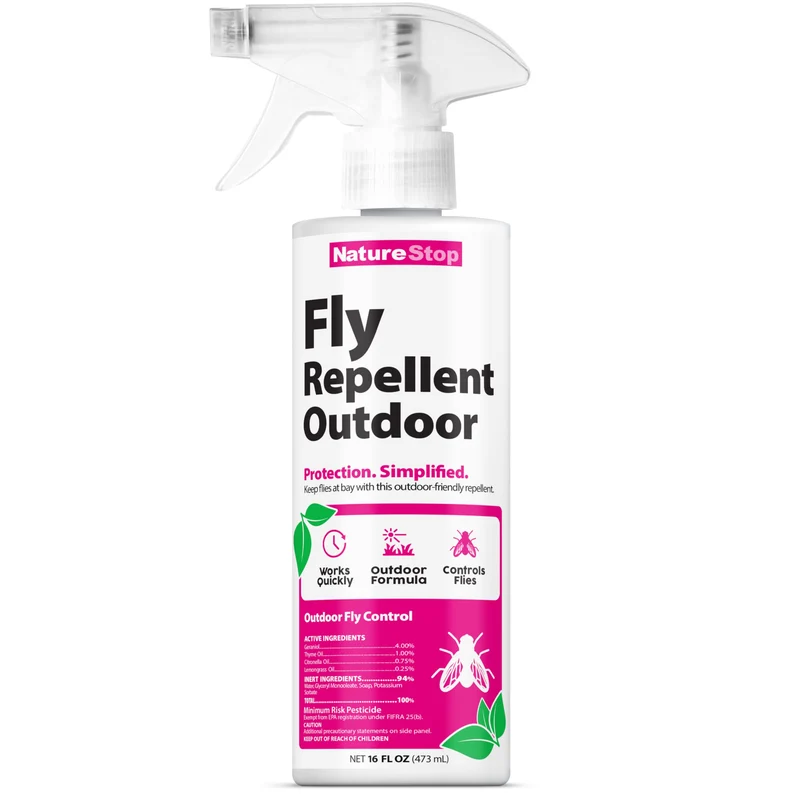 NatureStop Repulsif Mouches Extérieur – Spray 16oz pour Patio et Jardin