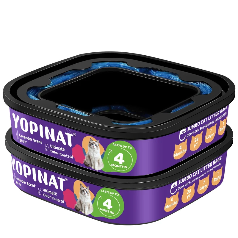 Yopinat Sacs de Remplissage Jumbo – Pack 2x56 ft, jusqu’à 8 mois, contrôle d’odeur, compatibles Pet Genie et Litter Genie