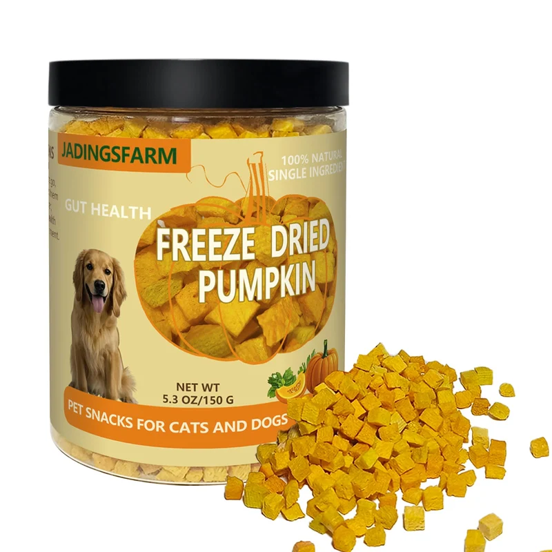 JADINGSFARM Citrouille lyophilisée pour chiens et chats – friandise à ingrédient unique, 100 g