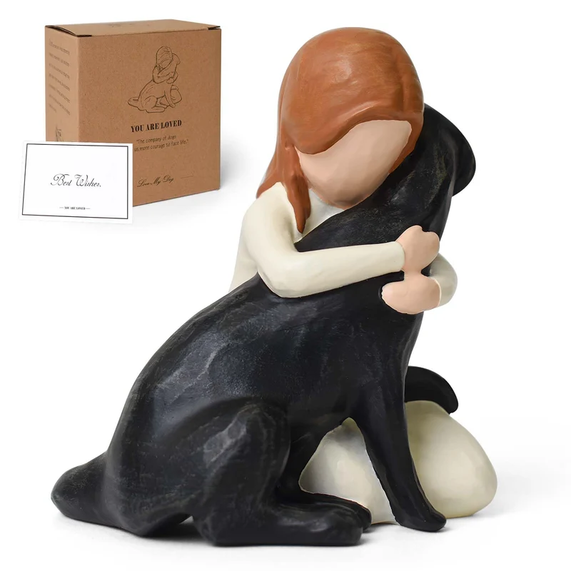 Lnrkai Figurines Chien Noir – Statue Labrador Noir en Résine, Cadeau Mémorial pour Propriétaires d’Animaux, Décoration Intérieure
