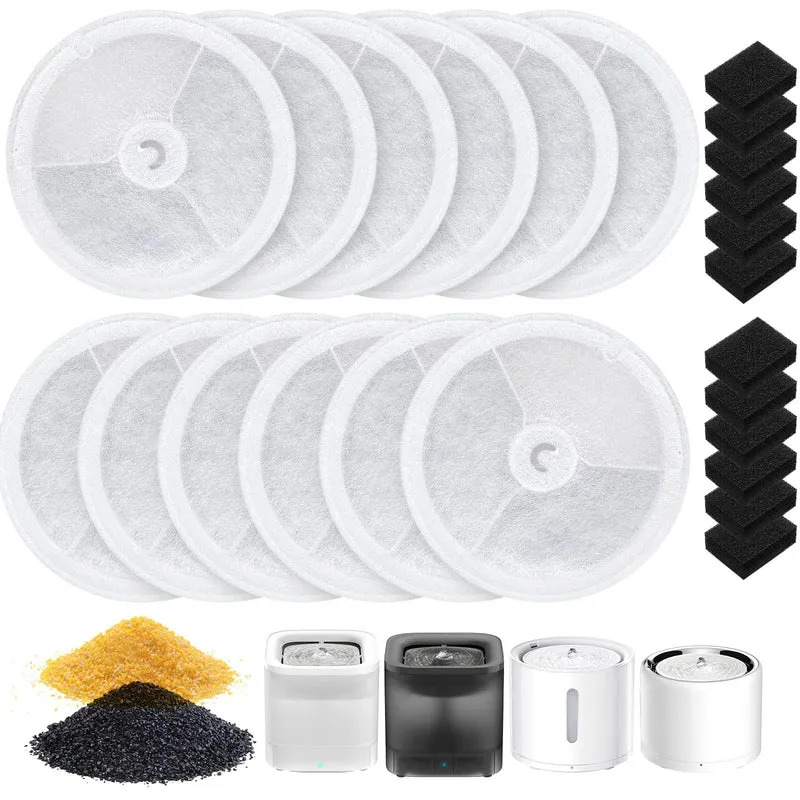 Caehomly – Unité Filtre 3.0 pour Fontaine Chat Eversweet Solo 2/Solo SE et 2S/3/3 Pro – 12 Filtres + 12 Éponges