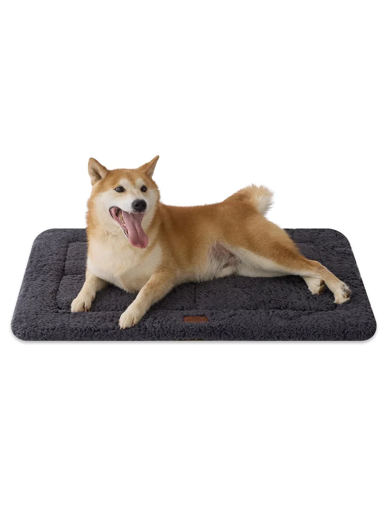Joydeco Tapis de Caisse Réversible pour Chien 35 x 23 po – Peluche Ultra Douce, Gris Foncé
