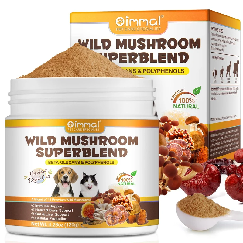 Shuangjia - Mélange Sauvage de Champignons pour Chiens et Chats | Supplément Immunité et Peau, 4,23 fl oz