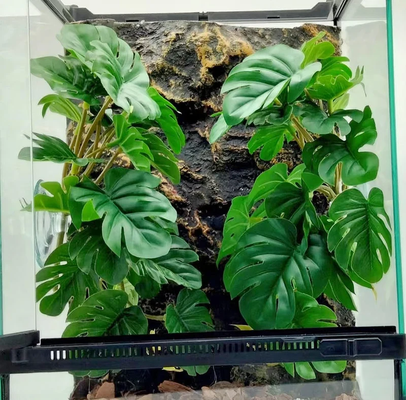 KERUIDENG Plantes Reptiles pour Terrarium – Deco Monstera suspendue artificielle (2 paquets)