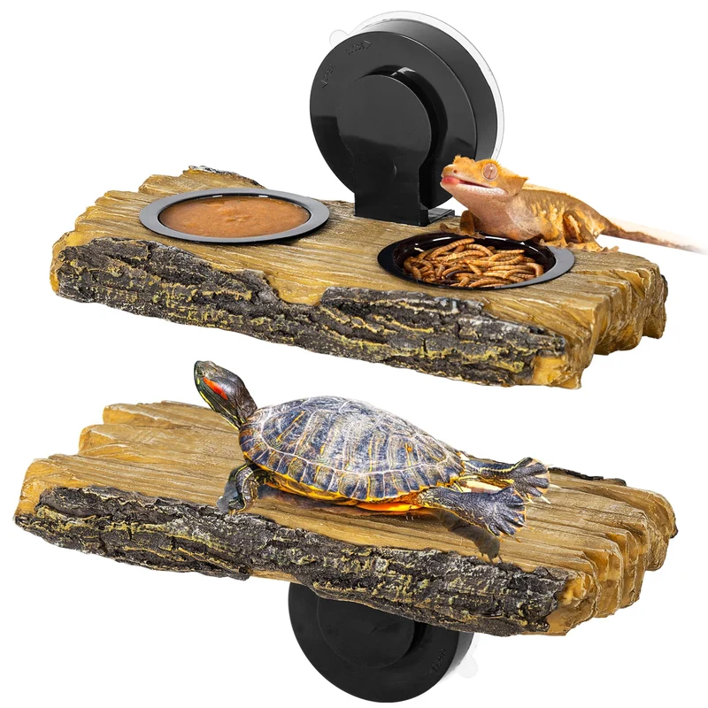 CAVACHEW – Plateforme 2 en 1 d’alimentation et de repos pour reptiles et tortues