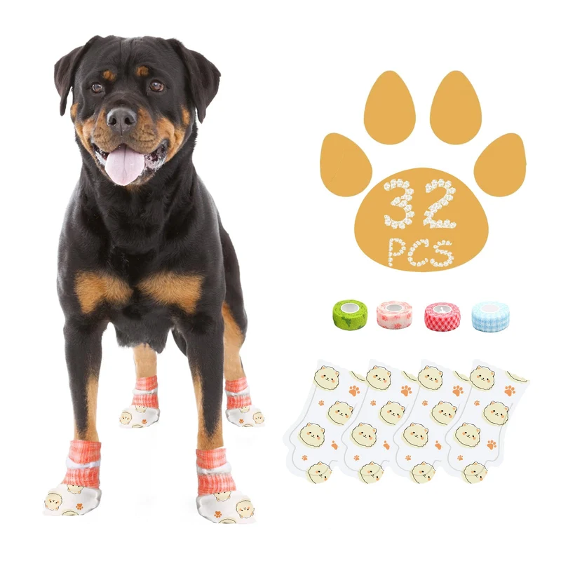 Furrtripsy Bottes jetables pour chien et chat – 32 pièces, imperméables et respirantes avec bandes ajustables