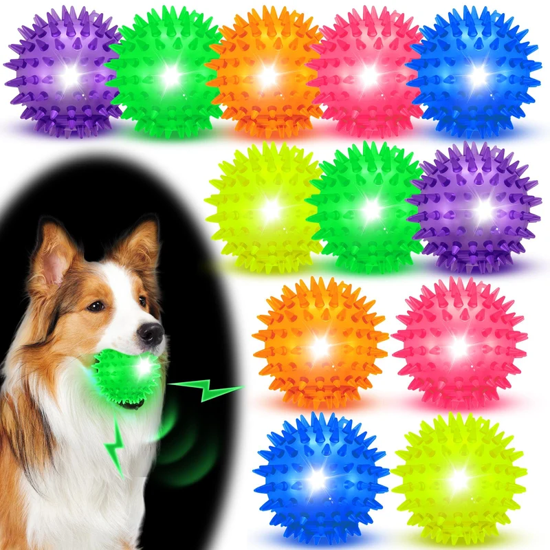 Suilung – 12 balles LED à sifflement, diamètre 6,5 cm – Jouets durables pour chiens petits et moyens
