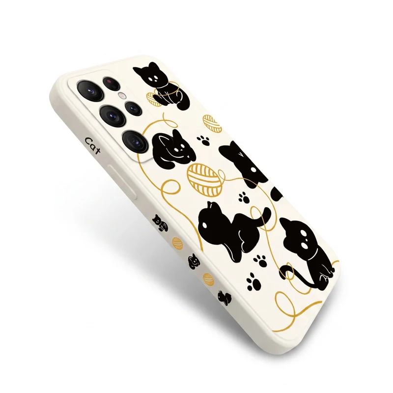 Coque de téléphone à enroulement avec design de chat pour Samsung Galaxy S23