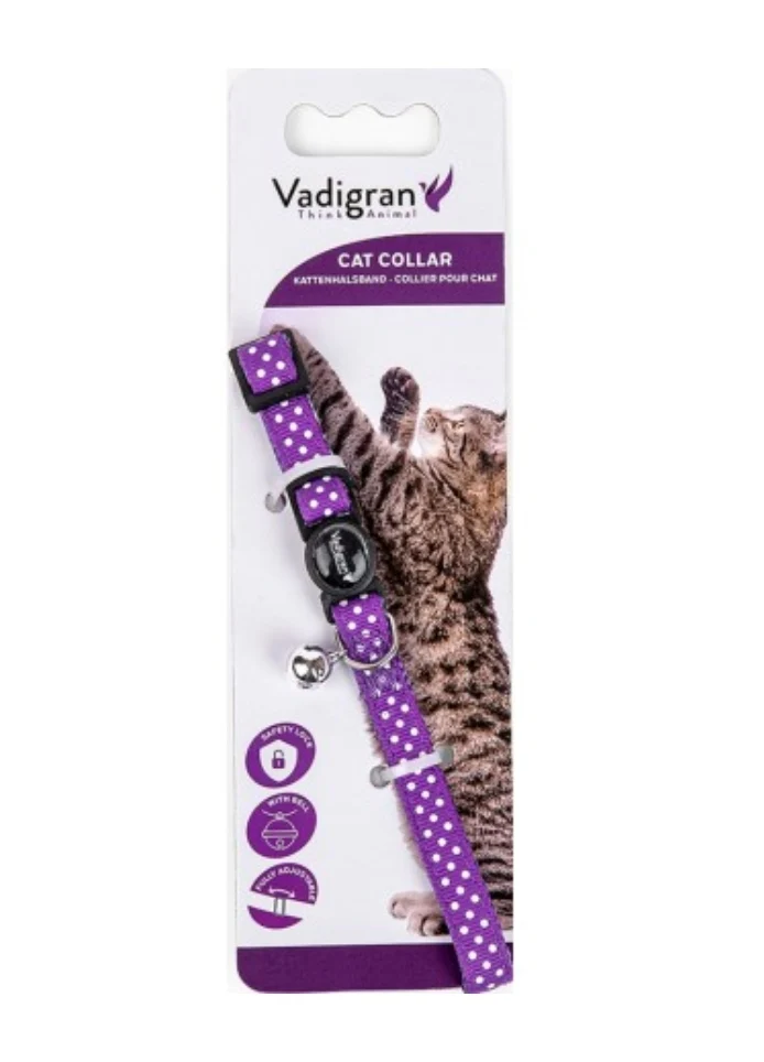 Collier Chat Violet Pois 20-30cmx10mm - Vadigran