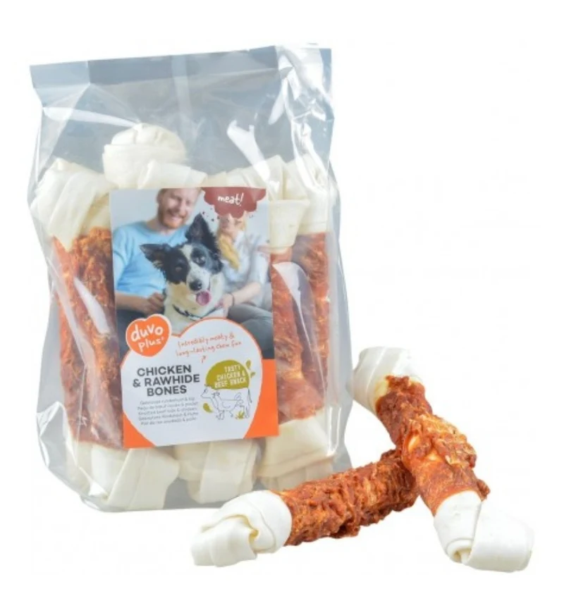 Peau de Boeuf Os & Poulet 1kg +/- 7st - Duvo +
