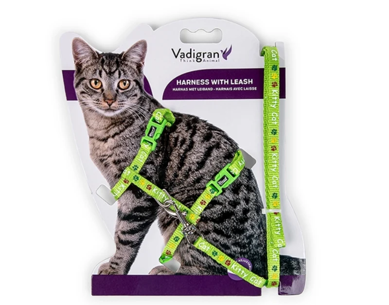 HARNAS+LEIBAND KITTYCAT GROEN15-22/30-32CM+120CM