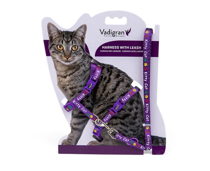 HARNAIS+LAISSE KITTY CAT VIOLET 15-22/30-32CM+120CM