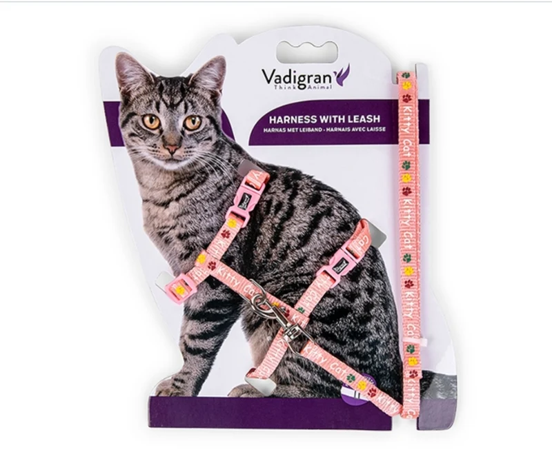 HARNAIS+LAISSE KITTY CAT ROSE15-22/30-32CM+120CM