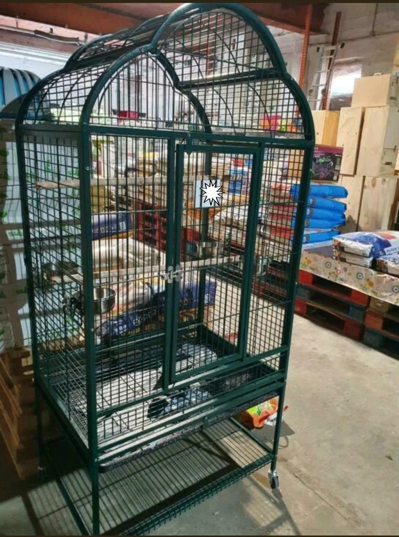 Cage Perroquet Toit Ouvert Vert 102X72X178