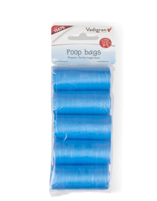 Sacs à caca Bleu - 5 rouleaux