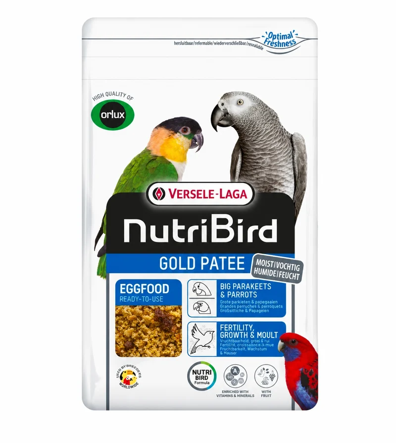 Pâtée Nutribird Gold pour grandes perruches et perroquets 1 kg (avec fermeture éclair)