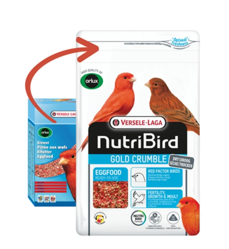 NOUVEAU Nutribird Gold Crumble Red Factor Birds 1 kg (avec fermeture éclair)