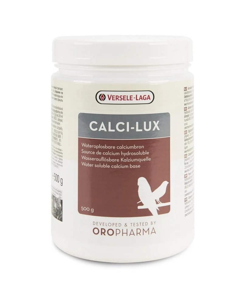 Calci - Lux 500 grammes - Calcium soluble dans l'eau Oiseaux - Oropharma Versele Laga