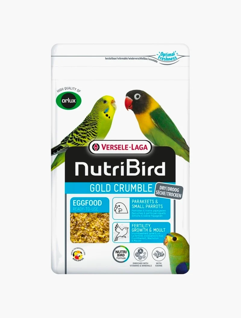 NOUVEAU Nutribird Gold Crumble Perruches et petits perroquets 1 kg (avec fermeture éclair)