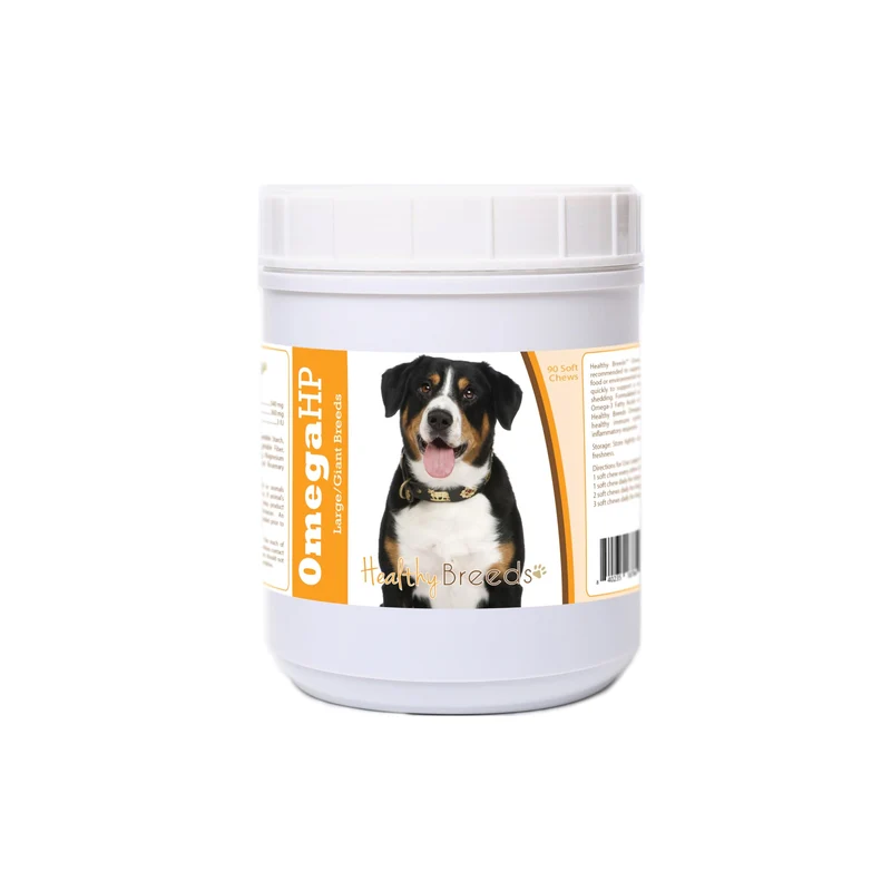 Healthy Breeds Omega HP – Soin peau et pelage pour Entlebucher Mountain Dog, 90 friandises molles