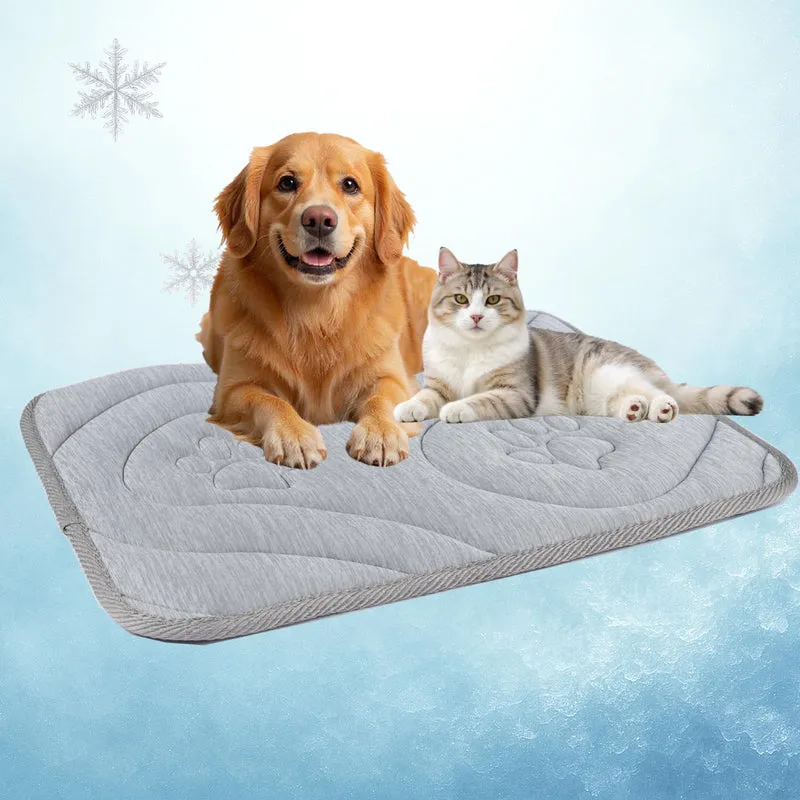 Tapis Refroidissant Pawhoo pour Chien – Réversible Chaud/Froid, Orthopédique, Lavable en Machine, Portable 122×74 cm (Gris Froid, Grand)