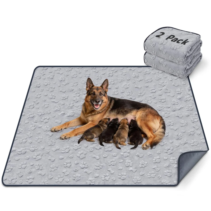 LOOBANI: 2 Tapis Chien Lavables Extra-Larges 48x48 – Antidérapants, Ultra Absorbants et Durables