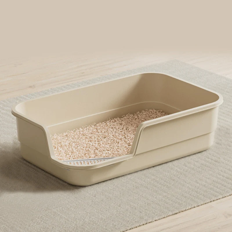 LoopTime Litière Extra Large pour Chats – Bords Hauts, Entrée Basse, Facile à Nettoyer, Anti‑Éclaboussures, 60 cm x 40 cm x 15 cm (Blanc)