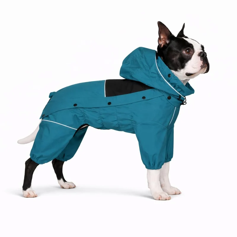 Lovelonglong Veste Imperméable pour Chien – Manteau Extérieur Capuche Demonte, Protection Contre Pluie et Vent, Bleu Océan M