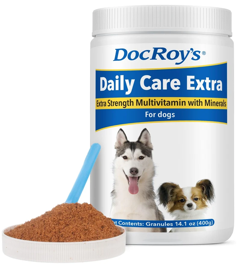 Doc Roy's Daily Care Extra Canine – Multivitamines Avancées pour Chiens | Revival Animal Health | 400 g Granulés