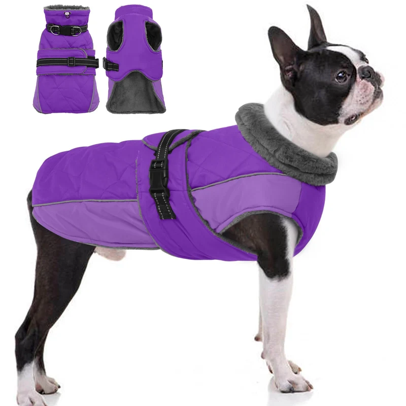 QBLEEV Manteau Chien Chaud Réfléchissant – Imperméable, Col Roulé, Ajustable