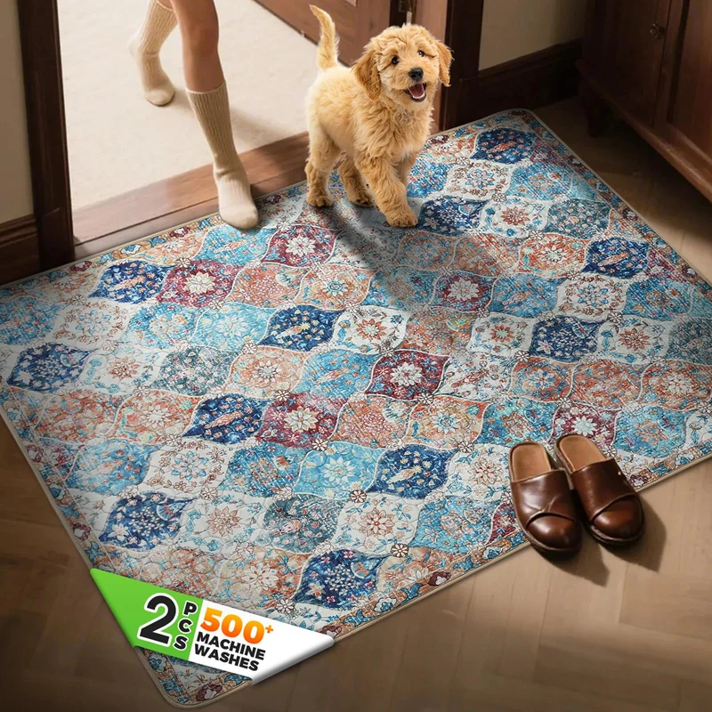Hompet Tapis Litière pour Chat – Lot de 2, Grand 48x60, Lavable en Machine, Étanche et Antidérapant