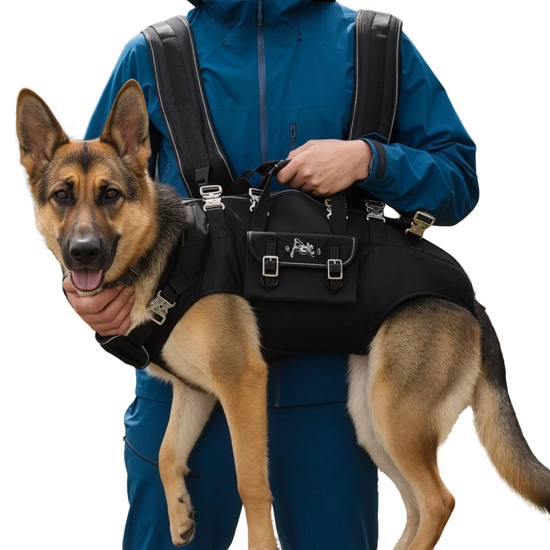 Forever Caring Together — Sac dos chien horizontal pour grands chiens (11–16 kg), soutien lombaire, Taille XL