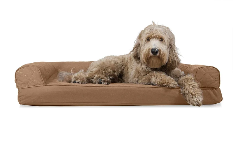 Furhaven Lit Chien Gel Refroidi – Canapé Quilté Grand, Jusqu'à 25 kg, Bolsters Amovibles, Housse Lavable, couleur Marron Toasté