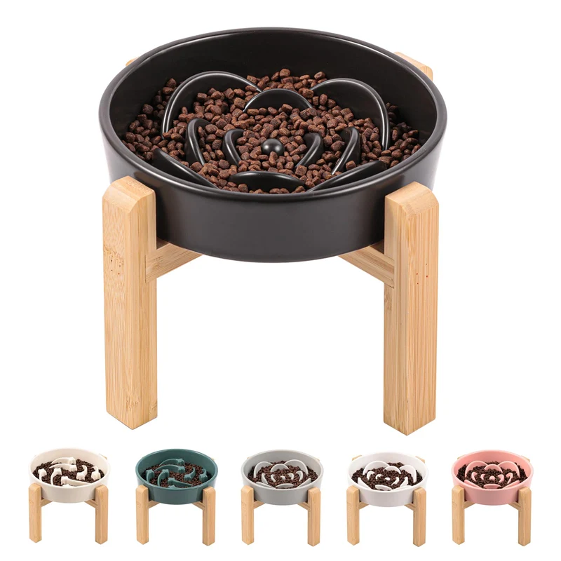 DJJJOOYS Bol Chiens en Céramique Élevé – Slow Feeder 1,5 Tasses, Labyrinthe pour Chiens Moyens et Grands