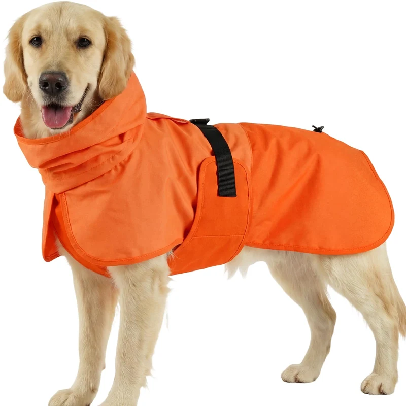 BRKURLEG Manteau Pluie Chien Imperméable — Capuche Réglable, Laisse, Bandes Réfléchissantes, XXXL
