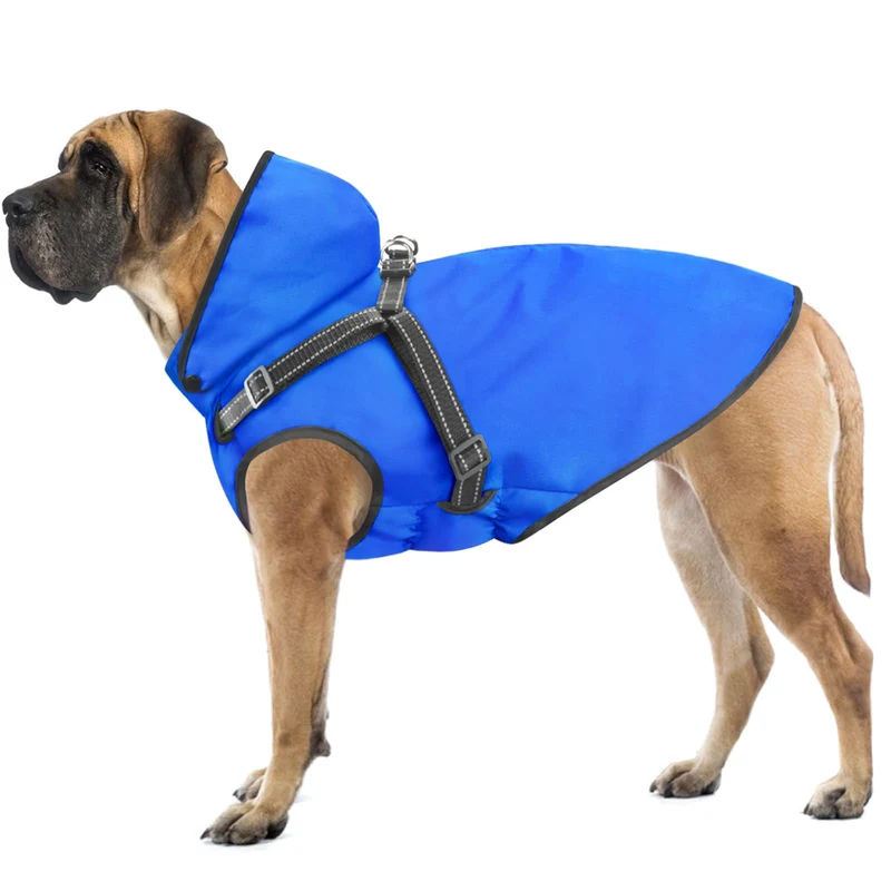 Mosucoirl Manteau Imperméable pour Chien – Capuche Amovible, Sangles Réfléchissantes, Zip Dos (Tailles S à XXL)