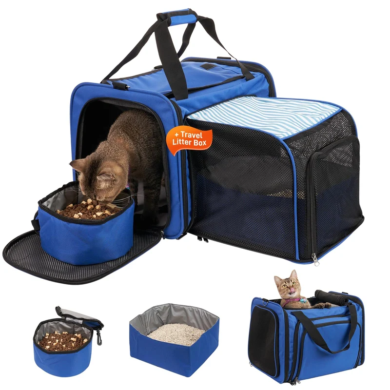A.FATI Porte-chat avec Boîte Litière Pliable – Transport et Voyage Connfortables