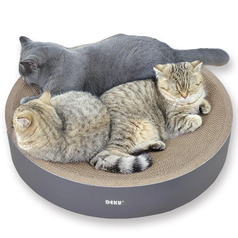 IPEAIN Grattoir Rond 2 en 1 pour Chats d'intérieur — Griffage et Couchage en Carton, 23,6 pouces